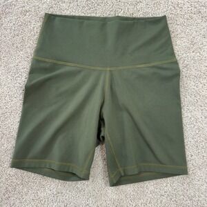 Yunoga Womens High Waisted Biker Shorts Olive Green Athletic Yoga Gym Size S